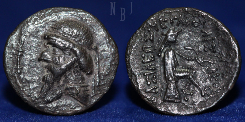 PARTHIA. Mithradates I, 164-132 BC. AR Drachm, (2.75gm, 20mm) Diademed draped bu...