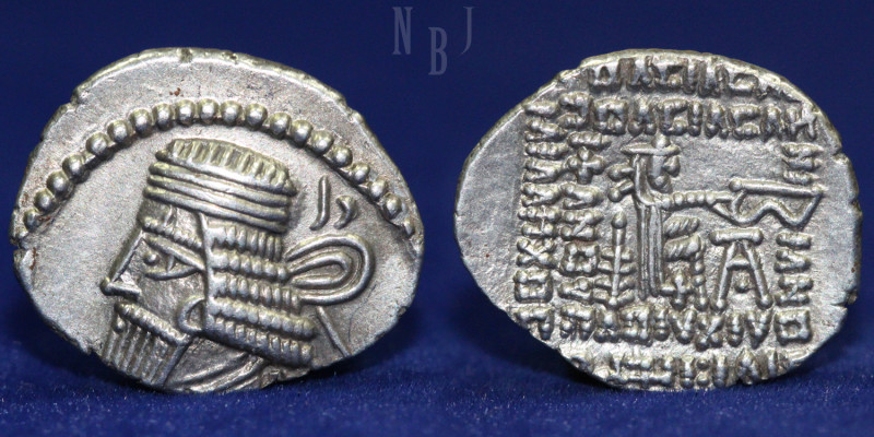 KINGS OF PARTHIA: Vologases I, circa 51-78. Drachm. (3.78gm, 22mm) Ekbatana, cir...