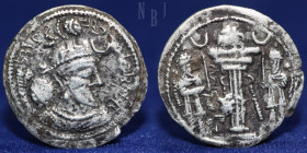 SASANIAN KINGDOM: Yazdigerd I, 399-420, AR drachm, Mint: HR, 3.81gm, 25mm, VF & R