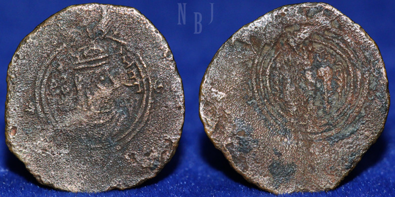 Sasanian, Anonymous Khusro AE pashiz. (591-628 AD) Mint BIS, Date 30, (1.31gm, 2...