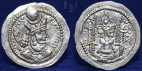 SASANIAN KINGS: Vahram Or Bahram V. AD 420-438. AR Drachm. Mint: Rayy, 4.21gm, 29mm, About EF