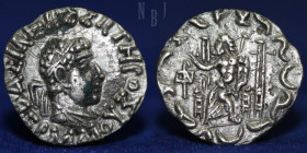 BAKTRIA, Indo-Greek Kingdom. Hermaios Soter. AR Drachm, 2.17gm, 16mm, VF