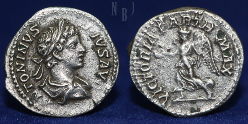 Antoninus "Caracalla" as Augustus (198-211) 3.23gm, 19mm, Draped bust in a wreat...