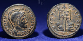 Constantine I, 307/310-337. Bronze Follis, 320. Siscia, 2.69gm, 20mm, About EF