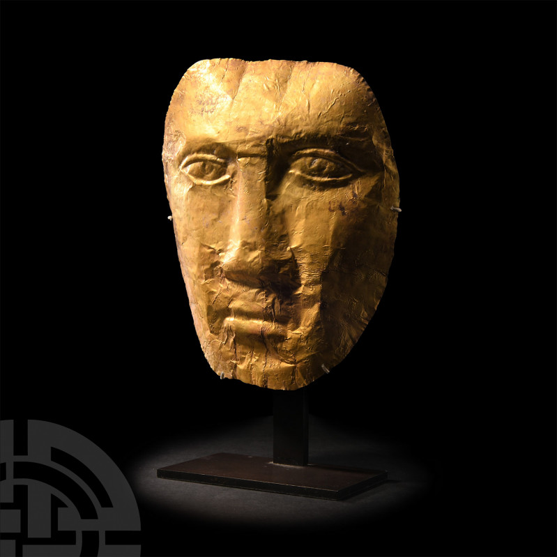 Phoenician Gold Mask. 5th-4th century B.C. or later. A life-size pressed, beaten...
