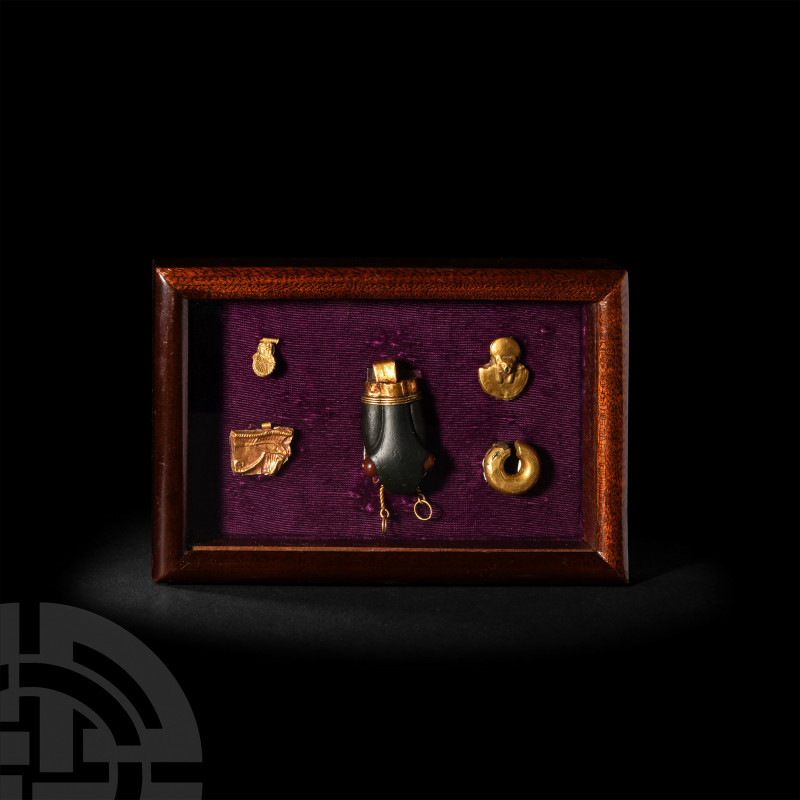 Egyptian Gold Pendant Collection. New Kingdom-Ptolemaic Period, 1550-30 B.C. A g...