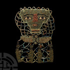 Egyptian Beaded Mummy Face Mask with Sons of Horus. Ptolemaic Period, 332-30 B.C. A restrung netted beadwork panel of annular and tubular glazed compo...