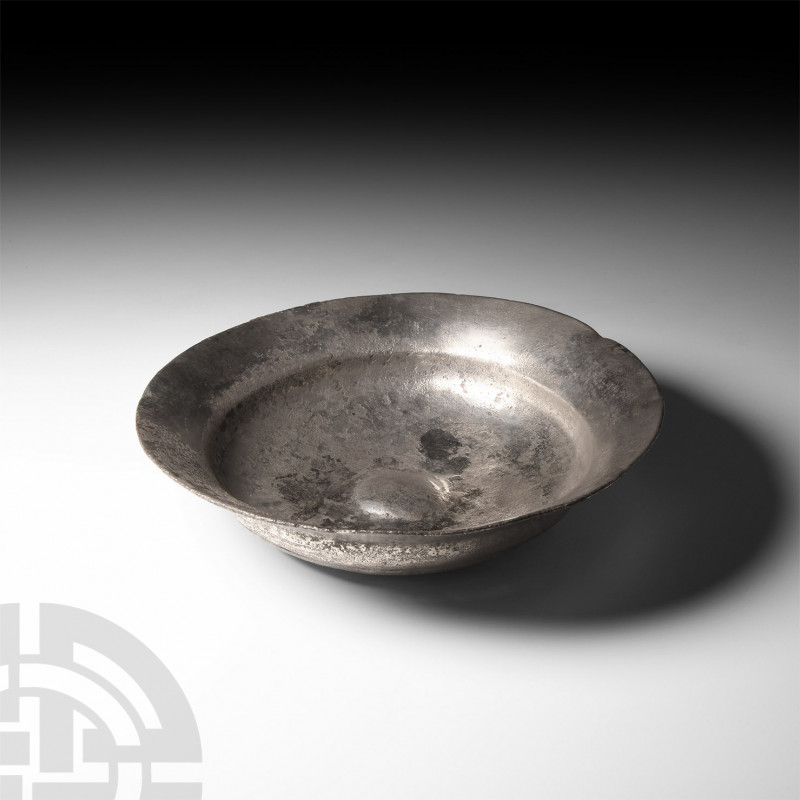 Greek Silver Phiale. c.6th century B.C. A shallow libation bowl or phiale raised...