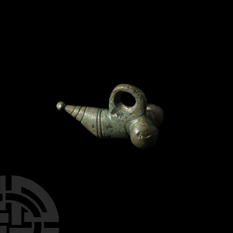 Roman Phallic Pendant. 1st century B.C.-3rd century A.D. A bronze phallic pendan...