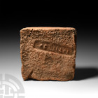 Roman Legionary Brick with 'Legio IIII Flavia Felix' Stamp. 3rd-4th century A.D. A massive square terracotta brick with an impressed stamp reading 'LE...
