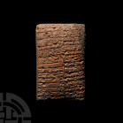 Large Ur III Messenger Cuneiform Tablet. 2112-2004 B.C. A large tablet with plano-convex cross-section, bearing dense cuneiform text to both faces; us...