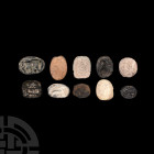 Stamp Seal and Scarab Collection. 2nd millennium B.C.-2nd century A.D. A group of ten stone seals, including five accompanied by a typed and signed no...