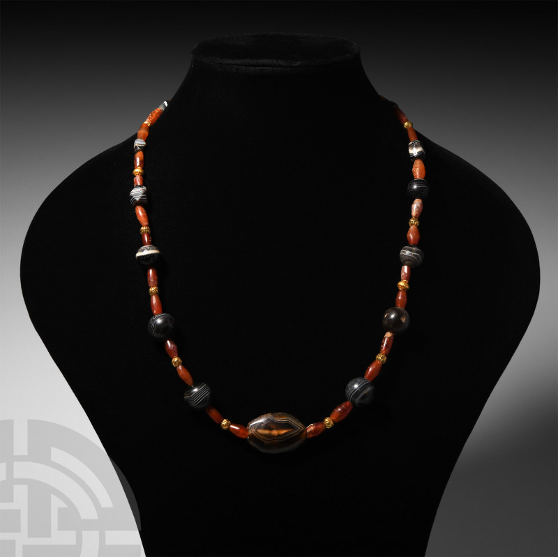 Carnelian and Agate Bead Necklace. Mainly 1st millennium B.C. A restrung necklac...