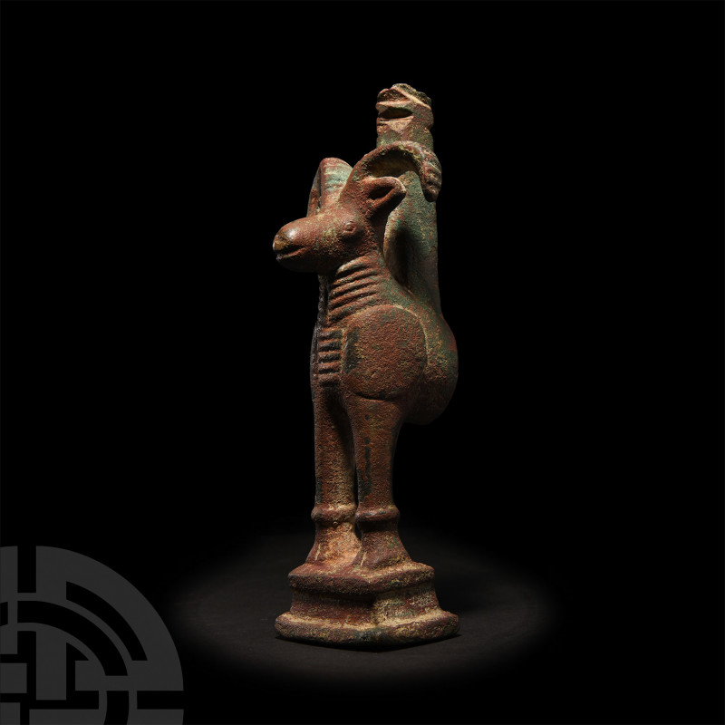 Luristan Ibex Basin Leg. 13th-6th century B.C. A bronze basin leg modelled as th...