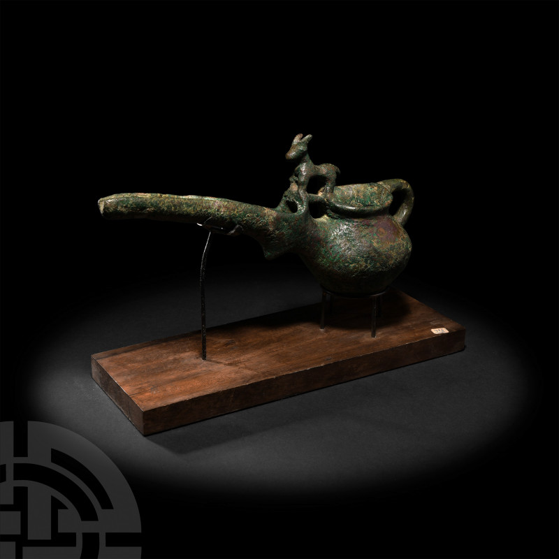 Amlash Vessel with Goat on Spout. 15th-6th century B.C. A bronze zoomorphic vess...