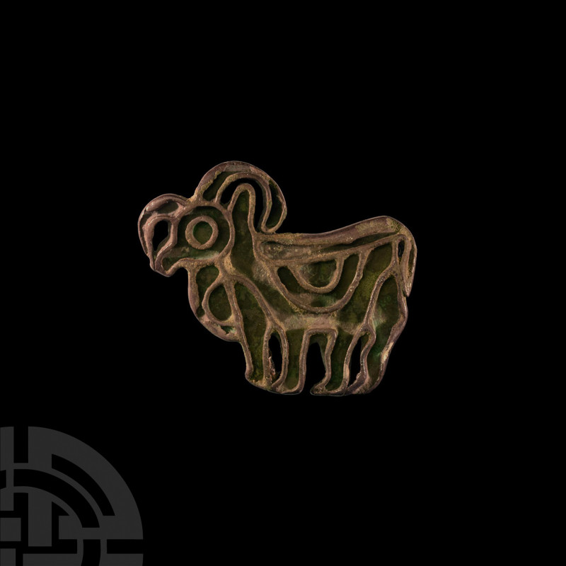 Central Asian Stamp Seal with Ram. 23rd-20th century B.C. A bronze compartmented...