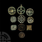 Large Central Asian Bronze Seal Collection. Late 2nd-early 1st millennium B.C. A group of ten bronze stamp seals including six accompanied by typed an...