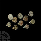 Decorated Ring Collection. 2nd century B.C.-2nd century A.D. A group of ten rings including seven accompanied by typed and signed notes by the late W....