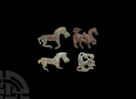 Scythian Animal Applique Collection. 1st millennium B.C. A mixed group of bronze appliqués, including three accompanied by an old scholarly note, type...