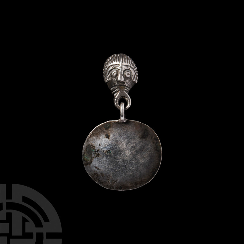 Parthian Silver Horse Harness Pendant with Face Hanger. 3rd century B.C.-2nd cen...