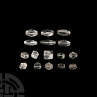 Graeco-Roman Rock Crystal Bead Group. 1st-3rd century A.D. A mixed group of facetted rock crystal beads of various types. 48 grams total, 12-26 mm (1/...