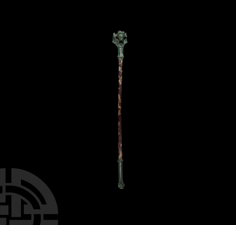 Hellenistic Sceptre with Bull Heads. 1st century B.C.-3rd century A.D. A substan...