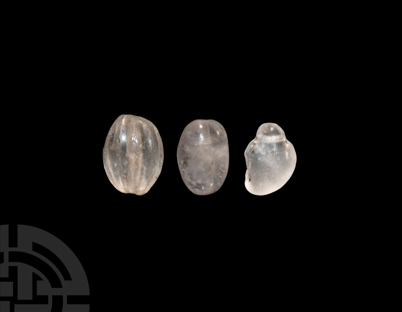 Roman Rock Crystal Bead Collection. 1st-3rd century A.D. A group of three rock c...