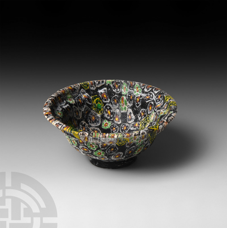 Roman Millefiori Glass Patella Cup. 1st century A.D. or later. A millefiori glas...