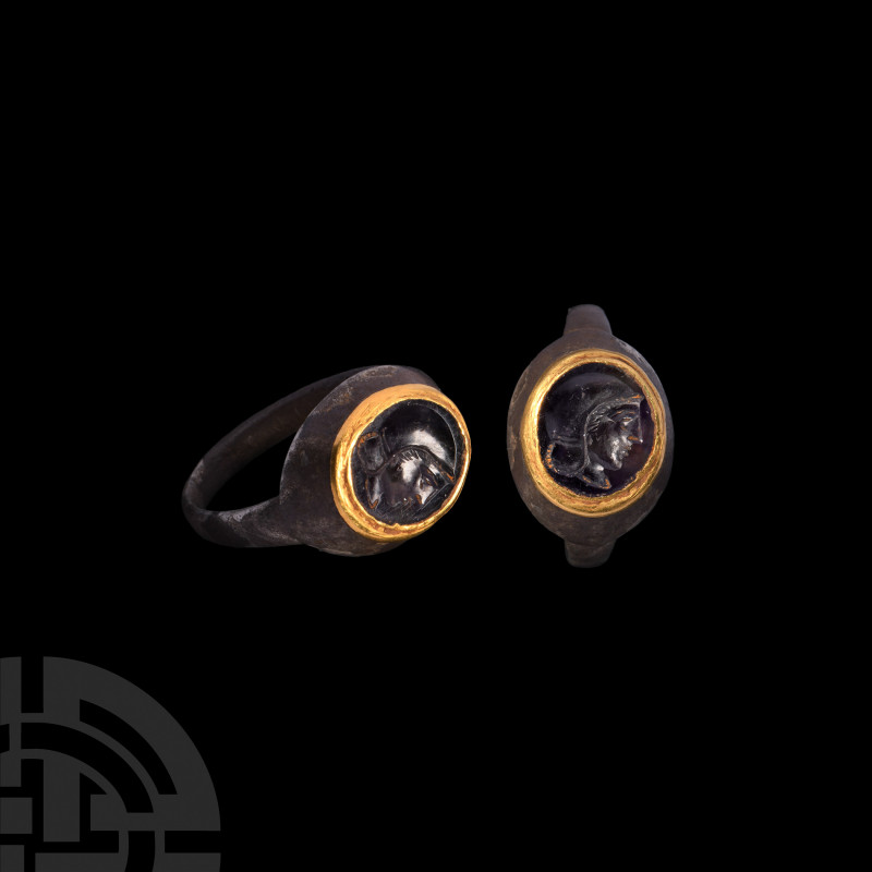 Roman Silver Ring with Portrait Gemstone. 1st century B.C.-1st century A.D. A si...