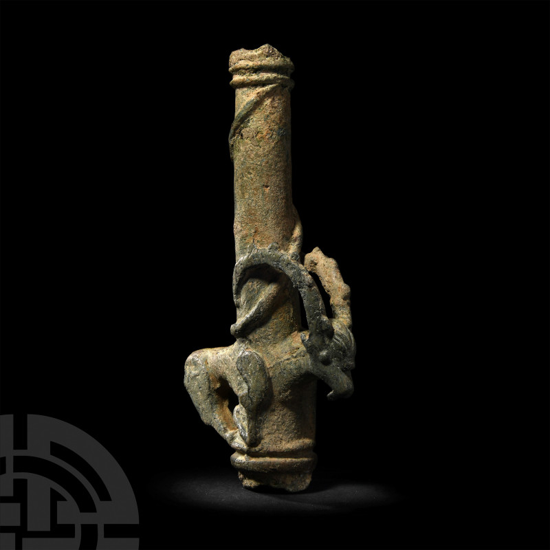 Luristan Standard Finial with Ibex and Serpent. 12th century B.C. A staff or a s...