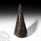 Medieval Battering Ram Tip. 14th-16th century A.D. A large and heavy reinforced wooden spike, believed to have been used as a battering ram; formed fr...