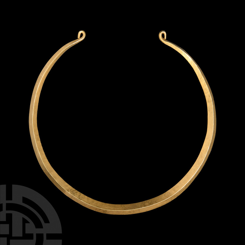 Celto-Iberian Gold Neck Torc. 4th-2nd century B.C. A heavy penannular gold neck ...