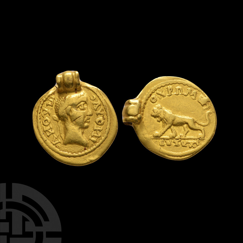 Pre-Viking Gold Quinarius Coin Pendant. 5th-7th century A.D. A gold coin pendant...