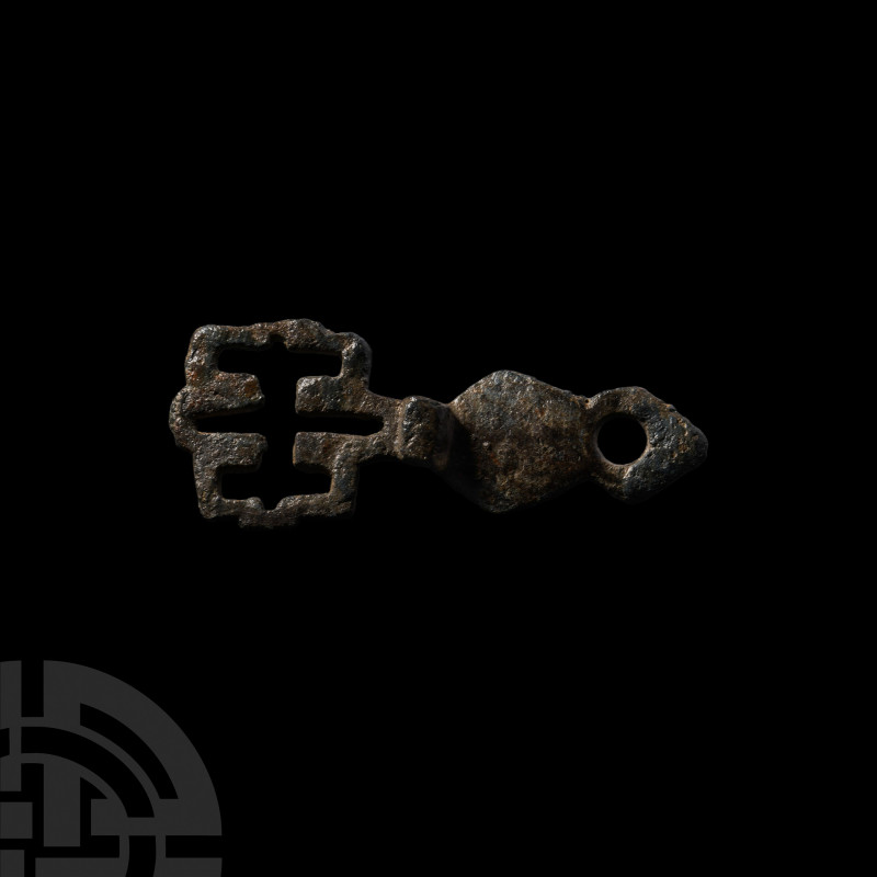 Late Anglo-Scandinavian Viking Openwork Key. 9th-14th century A.D. A copper-allo...