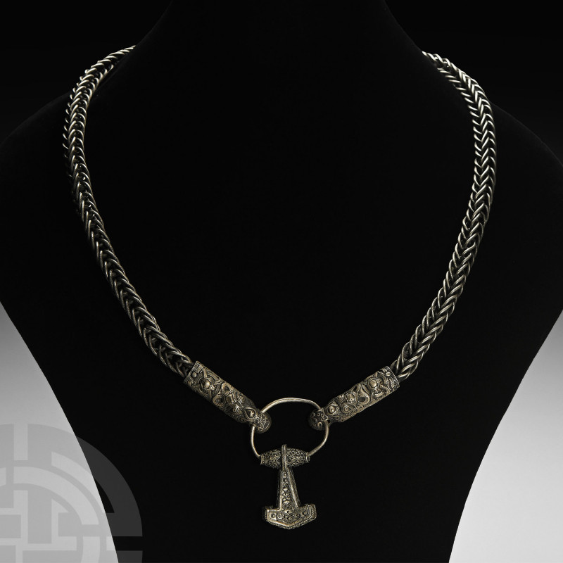 Viking Silver Thor's Hammer Necklace. 10th-11th century A.D. A substantial silve...