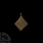Royal Arms of England' Heraldic Horse Harness Pendant. 14th-15th century A.D. A lozengiform heraldic horse harness pendant with device quartered party...