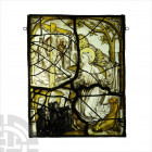 Medieval Stained Glass Panel with The Vision of St Jermone with Donors. c.1490 A.D. A stained glass panel, re-leaded with suspension loops for hanging...