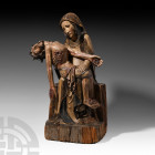 Polychrome Wooden Roettgen Pieta. c.1850 A.D. A polychrome painted wooden copy of the medieval Roettgen Pieta of early 14th century date; Mary seated ...