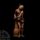 Southern German Christ at the Column in Boxwood. c.1600 A.D. A carved boxwood figure of Christ's flagellation; Christ shown wearing a loincloth secure...