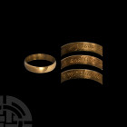 Gold 'I Love and Like My Choyce' Posy Ring. 17th-18th century A.D. A gold posy ring with D-section hoop, interior inscribed '* I love and like my choy...