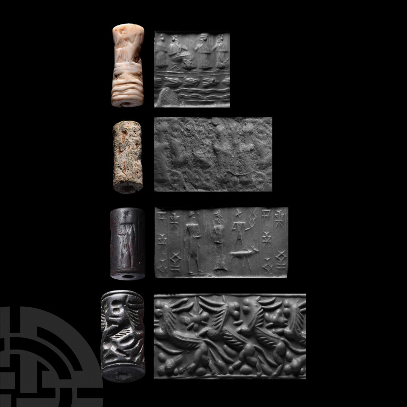 Cylinder Seal Collection. 2nd-1st millennium B.C. A mixed group of four cylinder...