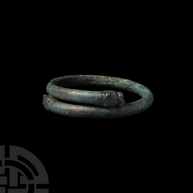 Urartian Bracelet with Beast Heads. 10th-7th century B.C. A bronze bracelet with...