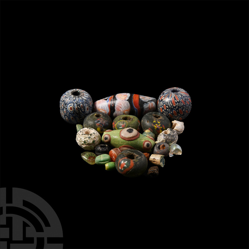 Glass Bead Collection. 20th-21st century A.D. A mixed group of glass beads of va...