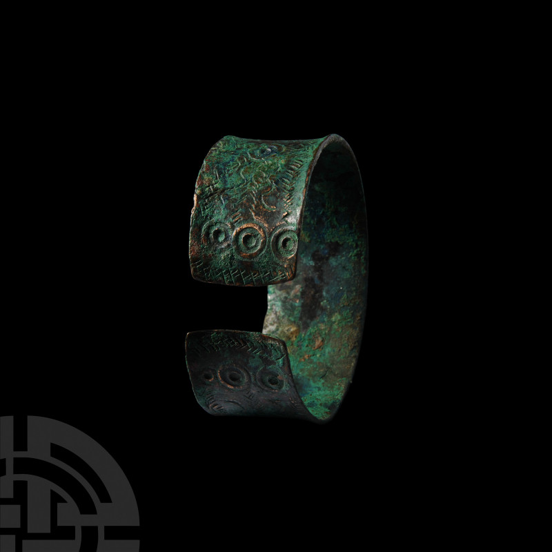 Hasanlu Decorated Bracelet. 9th century B.C. A hammered bronze penannular bracel...