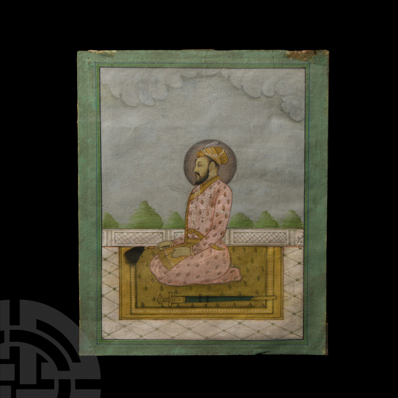 Indian Watercolour Painting of a Mughal Emperor. 18th-19th century A.D. A hand p...