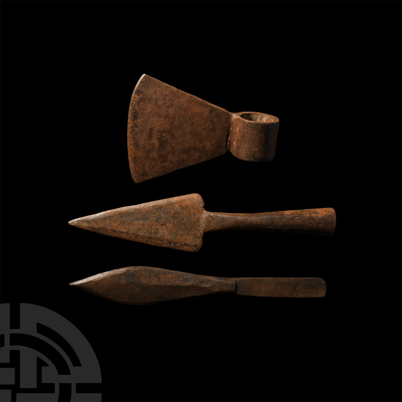 Weaponry Collection. 18th-19th century A.D. A group of three iron weapons: a spe...