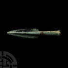 Socketted Spearhead. 9th-7th century B.C. A bronze spearhead with short conical socket, triangular-shaped blade with prominent central rib. Cf. Gernez...