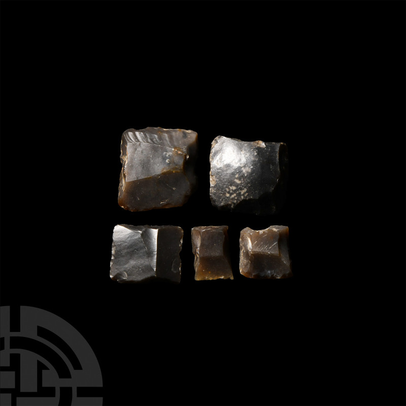 Gun Flint Group. 17th-18th century A.D. A group of five flintlock gun flints. 39...