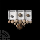 English Civil War Musket Ball Collection. Mid 17th century A.D. A mixed collection of seventeen English Civil War musket balls of various sizes, divid...
