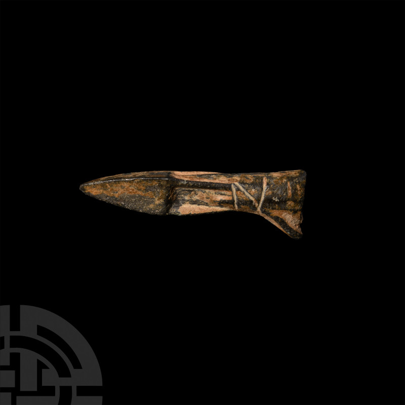 Greek Arrowhead with Inscribed Z. 6th-4th century B.C. A bronze trilobate arrowh...